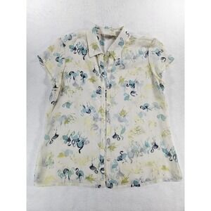 Tommy Bahama 100% Silk Flamingo Womens Med Button Up Beach Resort Sheer